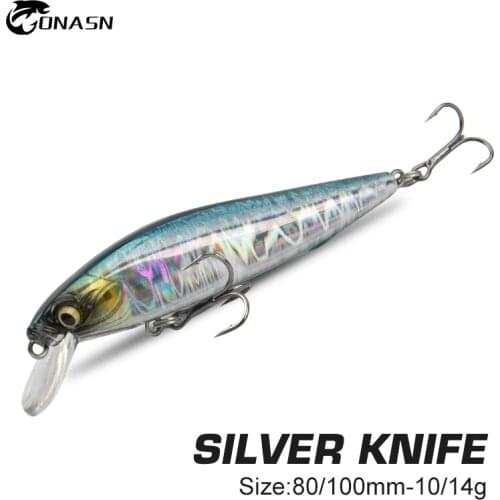 ONASN SLIVER-KNIFE Minnow Fishing lures Sinking 100mm 80mm Hard Baits High Quality Jerk baits Wobblers Sea Bass Fishing Tackle