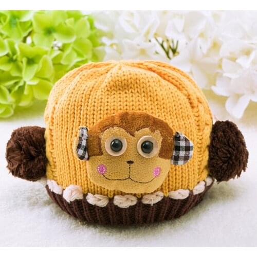 Clearance!!!winter Childrens Funny Hat Knitted Hat Cute Monkey Baby Hat Winter Warm Caps for Baby Boy and Girl 0-1 Year