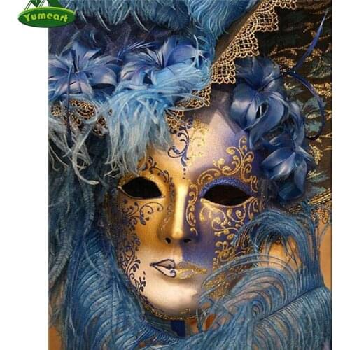 YUMEART Full Display Cross Stitch Beauty mask DIY Mosaic Square Diamond Painting Diamond Embroidery gift Home Decor Bead Crafts