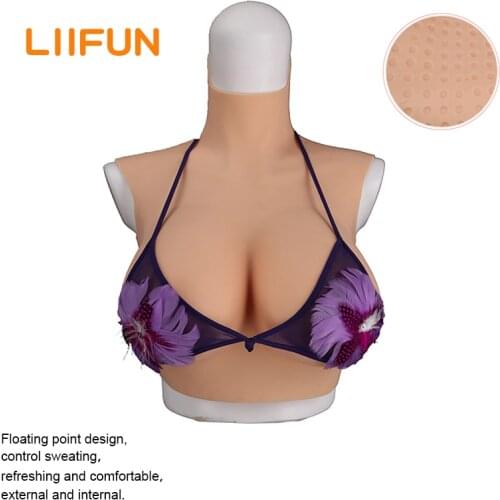 Liifun Realistic Silicone Breast Forms False Boobs 6th Generation Skin Spot Breasts for Crossdresser Drag Queen Shemale A G Cup