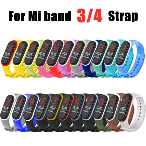 Colorful Mi Band 3 4 Strap Silicone Wrist Strap For Xiaomi Mi Band 4 Accessories Bracelet Miband 4 Replacement Dual Color Straps