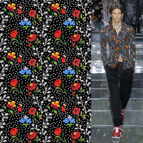 Luxury Brand Men 's Shirt Fabric 100 % Polyester Comfortable Spring and Summer Sewing Fabric by Yard