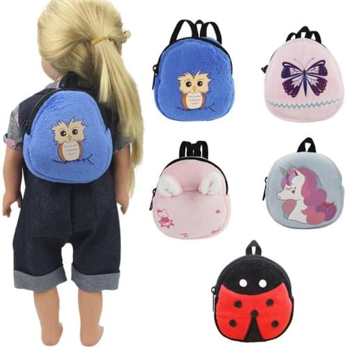 Doll Backpack Bag Doll Accessories Mini Cartoon Animal Bag Cartoon School Bag For 18 Inch Doll&43 CM Doll Best Gift For KIds