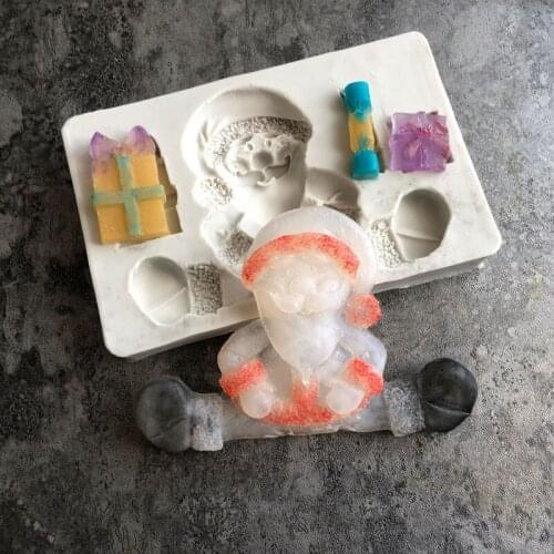 Santa Claus gift box modeling liquid silicone mold, fondant soft clay drops plaster car ornaments A078
