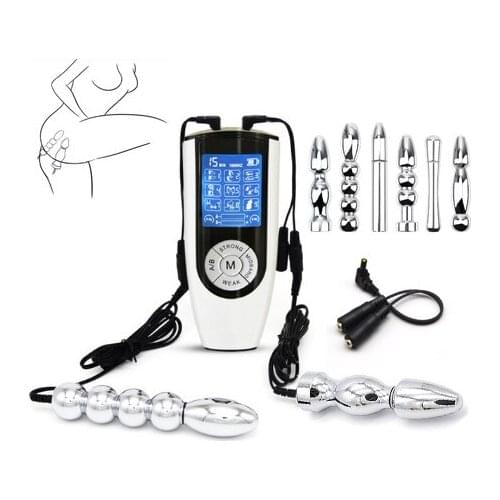 Strong Electric Shock Anal Vagina Plug Double Electrode Anal Beads Dildo Butt Plug G-Spot Massage Stimulator SM Couple Sex Toys