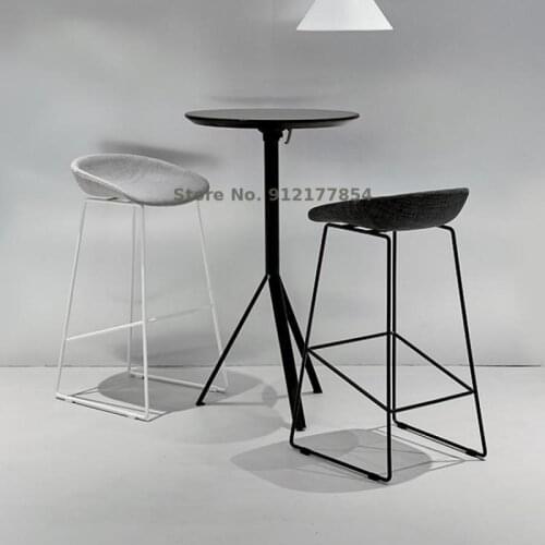 Nordic Modern Minimalist Creative Net Red White Casual Bar Chair High Bar Chair Iron Stool Ins