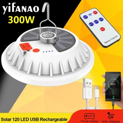 2021 Super Bright LED Bulb Solar Lamp Rechargeable Remote Control Outdoor Camping Lantern Portable Emergency Night Market Light