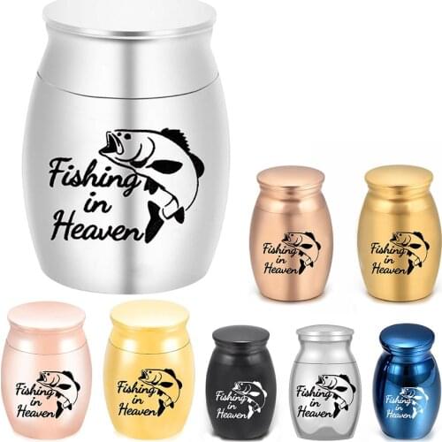 Fishing in Heaven Cremation Urns,Cylinder Bottle Ashes Holder Jar , Fish Memorial Funeral Pendant Mini