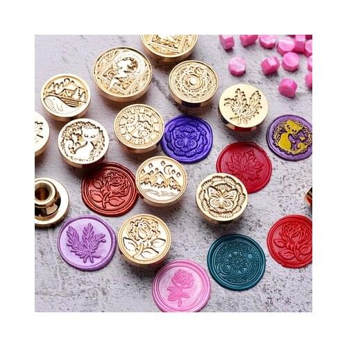Wax Seal Stamp Head Retro Antique Sealing Wax Scrapbooking Stamps Head Wedding Decorative Wood Handle With Love Map Tree Flower