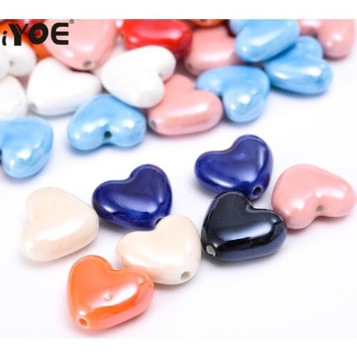 10/30/50pcs 12mm Shining Heart Ceramic Beads Love Heart Loose Jewelry Beads for Diy Making Bracelet Charm Necklace Accessories