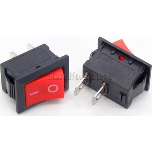 10Pcs Rocker Switch 15X21 KCD1-101 Red Mini Switch 2Pin 6A/250V ON-OFF 15*21MM
