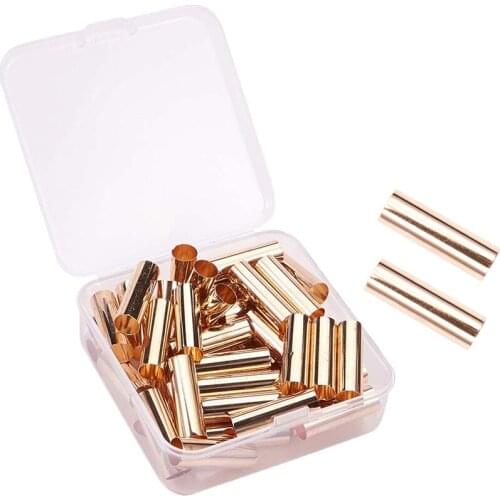 50 Pieces Round Tubular Brass Beads Loose Beads Connector DIY Bracelets