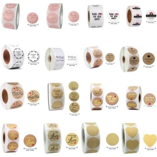 500pcs Bronzing kraft sealing sticker Blank LOVE white baking gift decoration DIY handmade Christmas flower scrapbook sticker