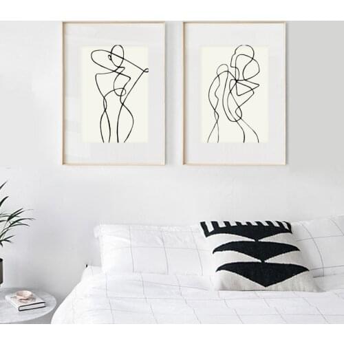 Abstract Woman Line Art Prints Black White Minimalist Nordic Poster Modern Wall Art Canvas Painting Pictures Living Room Decor