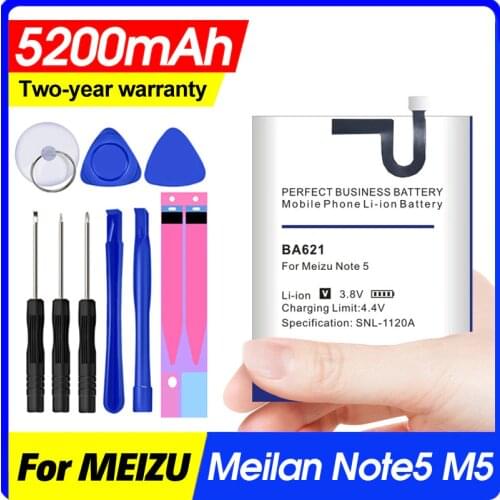 BA621 5200mAh Battery For Meizu Meilan Note 5 M5 Note5 Replacement Phone Batteries+Gift tools +stickers