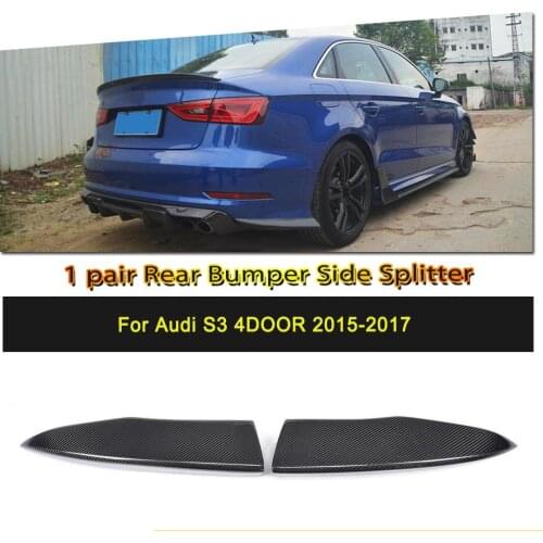 Car-styling Carbon Fiber Side Rear Bumper Lip Splitters Cupwings Flaps Flags Apron for Audi S3 Sedan 2015 2016