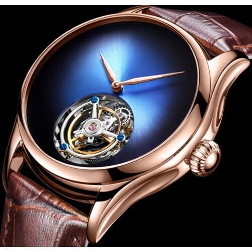 Fashion Real Tourbillon Mechanical No Logo Mens Watch Sapphire Skeleton Movement Gold Tourbiilon Watch Men montre homme luxe