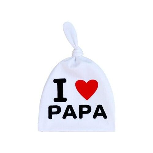 Baby Hats Cute Tail Fetal Cap for Infant Newborn Beanies Knitted Printing Boy Girls Beanie Caps I LOVE PAPA MAMA Baby Hats