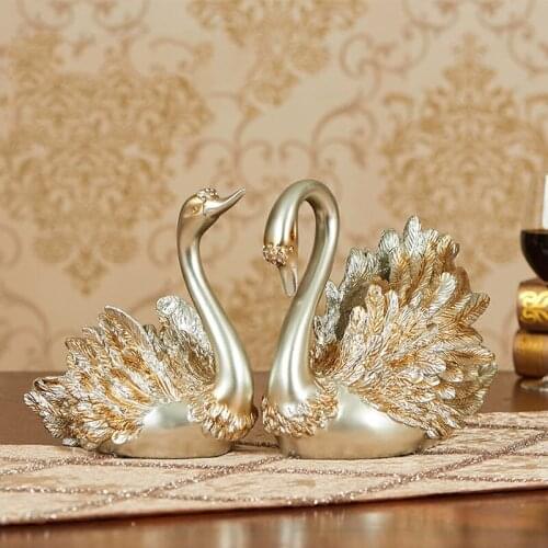 EUROPEAN RESIN LUXURY SWAN ORNAMENTS HOME LIVINGROOM TABLE FIGURINES DECORATION TV CABINET OFFICE DESKTOP ACCESSORIES CRAFTS
