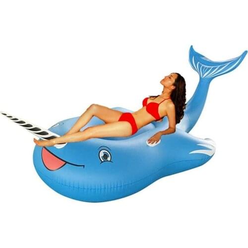 Jumbo Blue Whale Pool Float Giant Inflatable Unicorn with Handles Swimming Ring for Man Woman Summer Ride on Shark Floating Row