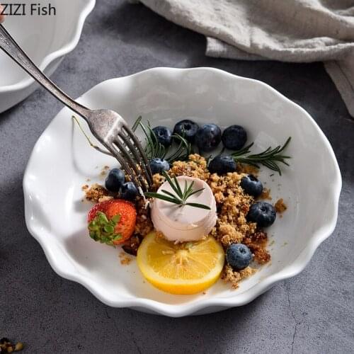 White Porcelain Deep Dish Can Be Used In Oven Restaurant Kitchen Steak Plate Modern Style Home Creative Salad Pasta Tableware