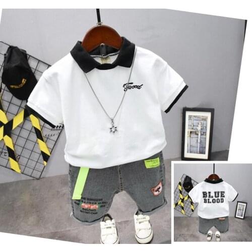 Childrens Clothes set Summer Kids Short Sleeves T-Shirt + denim shorts boys Suits Toddler Boys Clothing Sets