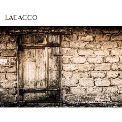Laeacco Vintage Dark Grunge Brick Wall Wooden Door Child Poster Portrait Customized Photo Background Photography Backdrops