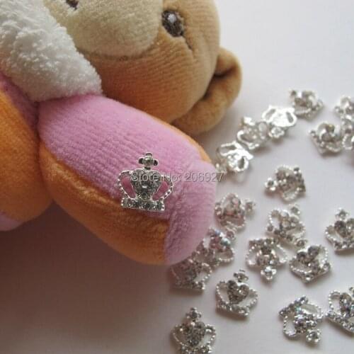 MD-41 10pcs Fancy Crystal Rhinestone Silver Crown Metal Charms Metal Deco Charms Nail Art