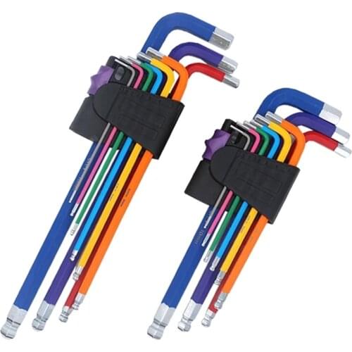 9PCS Allen Key Wrench Set Colored Industrial Grade 1.5-10mm L Shaped Professional Longevity Furniture Bicycle Hand Repair Tools