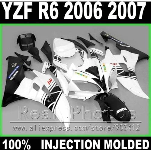 NEW bodywork for YAMAHA R6 fairing 2006 2007 Injection molding white matte black 2006 2007 YZF R6 fairings