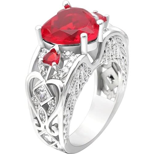 UFOORO engagement Rings Women Love Heart Shaped Ring Wedding Bridal Jewelry Silver Rings for Women Jewelry Party 2018