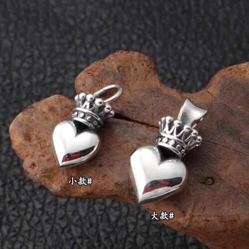 Factory Wholesale S925 Sterling Silver Jewelry Fashion Exquisite Crown Love Pendant Retro Thai Silver Female Necklace Pendant