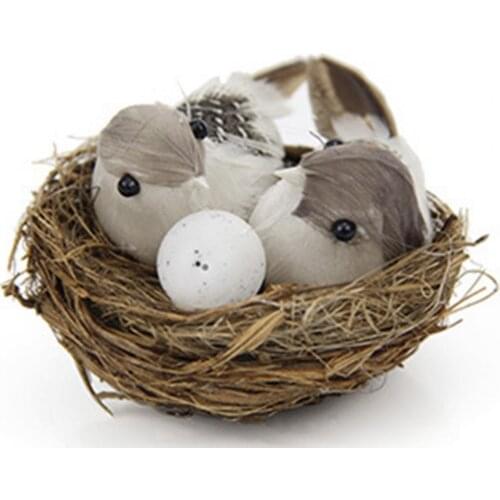 Bird Ornament Lifelike Long Lasting Birds Nest Decor Miniature Birds for Party Figurines Miniatures