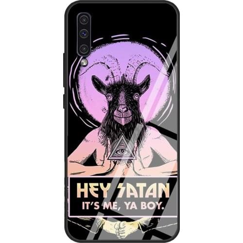 Pastel Goth Baphomet Vaporwave Aesthetic Tempered Glass Case For Samsung A52 A12 A32 A42 A72 A31 A51 A71 A40 A50 A70 A20e A21S