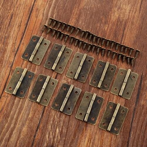 10pcs Antique Bronze Hinges 30*21mm Cabinet Door Hinges Furniture Accessories 4 Holes Gold Drawer Hinge