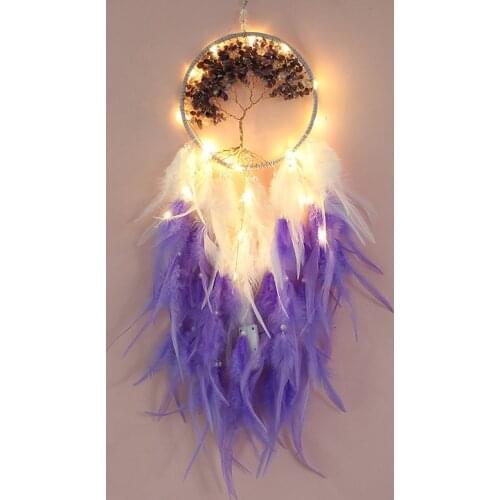 Modern Style Handmade Weave Dreams Catcher PendantColorful Stones Tree of life Dreamcatcher Decor Hanging Girl Gifts Room Decor