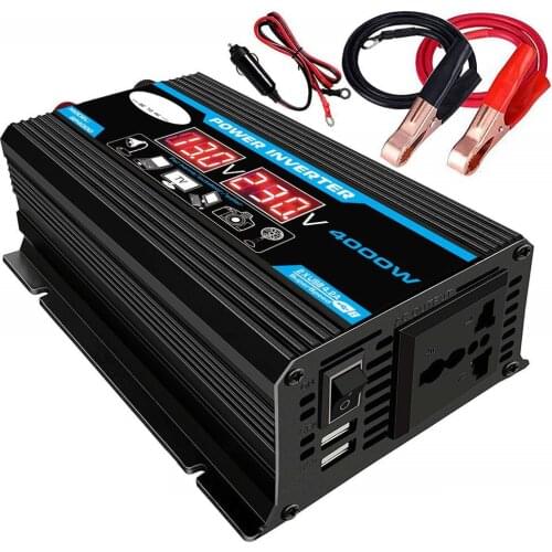 New Car Conversion Inverter LED Display Dual USB Black 6000W 4000W 3000W Inverter 12V-220V Multiple Protection