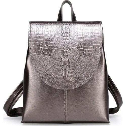 Soft Leather Backpacks Women Fashion Alligator School Bag Women Shoulder Bags Female Vintage Youth Backpack for Teenage Girls