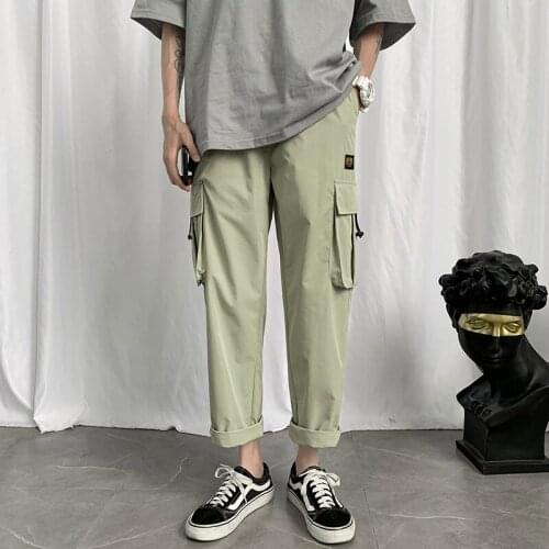 Harem Pants Men Elastic Waist Cargo Pants Men Man Pants New Fashion Streetwear Solid Joggers Hip Hop Ankle-Length