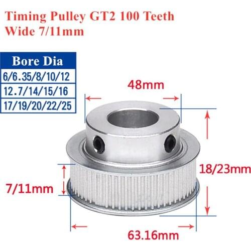 GT2 timing pulley 110teeth 7/11mm wide 5/6/6.35/8 mm bore for 7/10mm wide belt