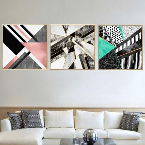 Nordic Marble Canvas Painting Wall Art Posters and Prints Classic Geometric Wall Picture for Living Room Home Decor Artwork