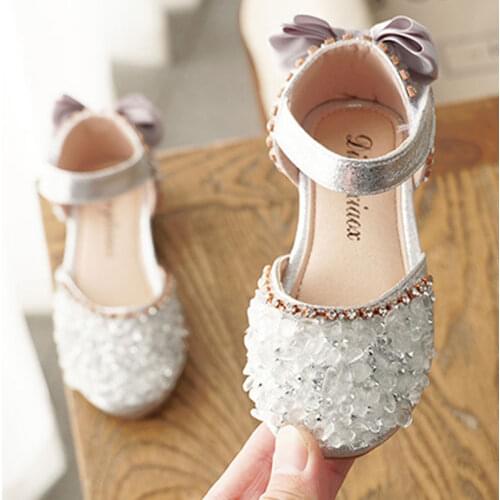 Girls Sequin Shoes Princess Gold Pink Silver Kids Summer Nina Sapatos Glitter Holiday Shoes Wedding Birthday Party Formal 2021