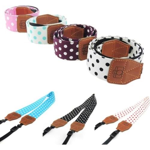 Universal Retro Polka Dots Blue Shoulder Belt Camera Strap Neck Photo Strap For Canon Nikon Sony Pentax Leica Fuji Olympus DSLR