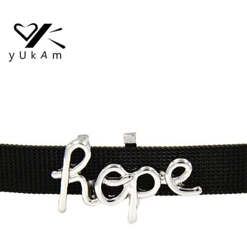 YUKAM Keys Silver Color Faith Hope Slide Charms Keeper for Stainless Steel Mesh Keeper Bracelets DIY Jewelry Accessories Making