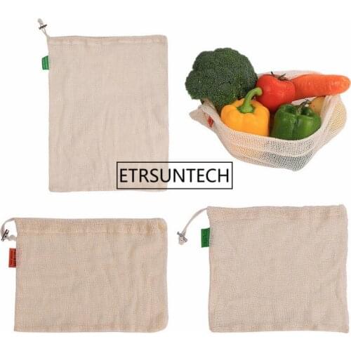 100pcs Cotton Mesh Bags Fruit Vegetable Storage Bag Reusable Grocery Shopping Storage Sundries Organizer Storage Bag