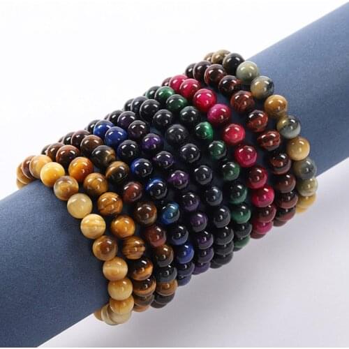 2018 Natural Stone Bracelet for Women Men Tiger Eye Amythests Turquois Agat Beaded Yoga Stretch Bracelets Bangles 6mm 8mm 10mm