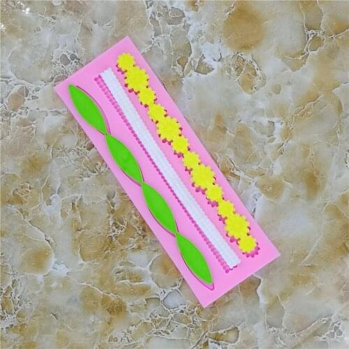 3D Pearl Lace Flower Bead Chain Silicone Fondant Mould Cake Decorating Baking Molds Fondant Sugarcrft Paste Pastry Tools