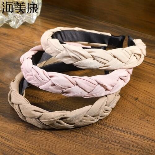 Haimeikang Hair Accessories Creative Twist Braid Headband Bezel Korean Twists Hairband Women Elegant Fabric Bezel Hair Hoop