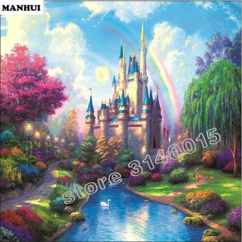 Diamond Embroidery Rainbow Castle DIY 5d Daimond Painting Embroidery Kits For Needlework Picture From Photos Painting BCD002