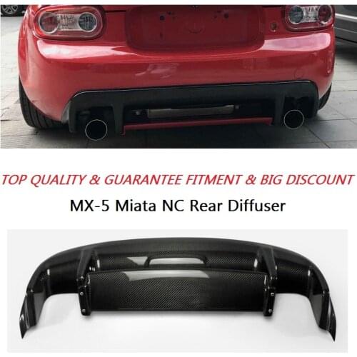 Car Accessories MX5 NC NCEC Roadster Carbon Fiber GVN Style Rear Diffuser With Centre Flap Glossy Fibre Miata Bumper Lip Trim